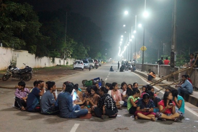 BJB students block road to protest against cancellation of election