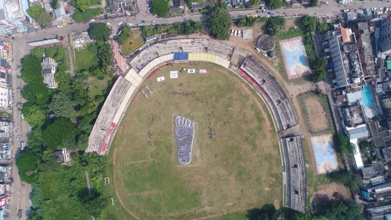 World Polio Day: School kids form human foot