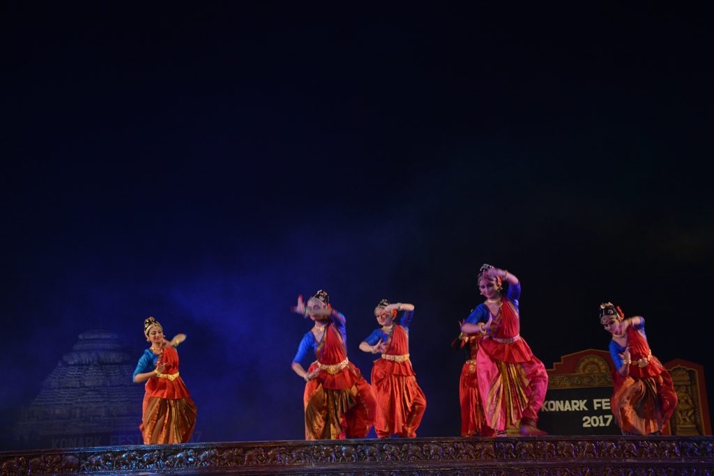 Dancers perform Kuchipudi at Konark Dance Festival at Konark