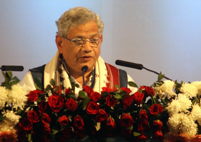 Sitaram Yechury at 'The Tall Man Biju Pattnaik' book launch. Photograph: Ashok Panda