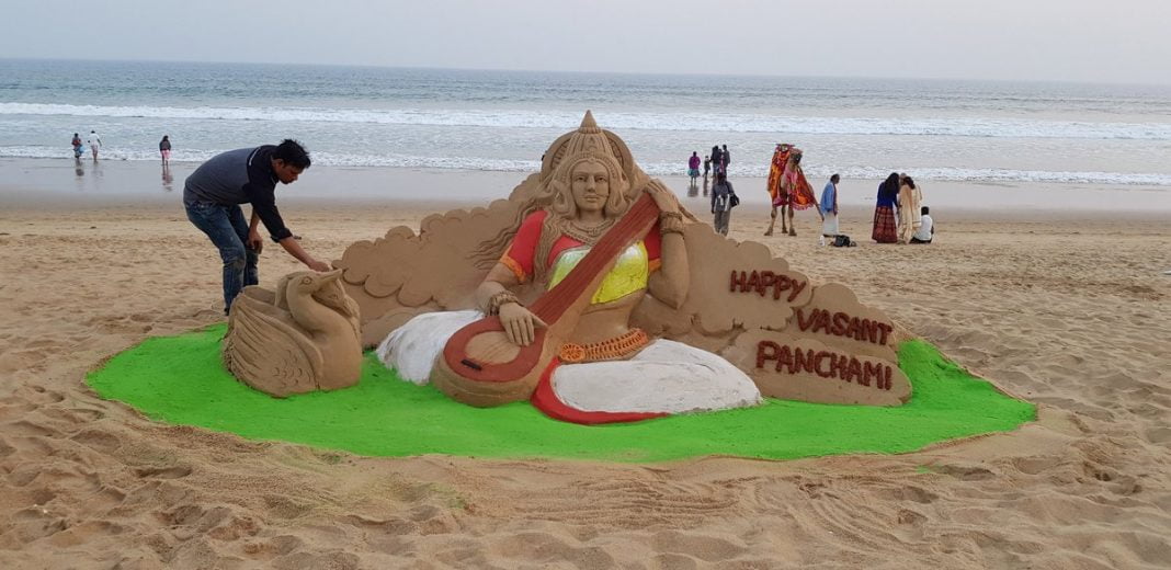 Sand artist Manas Sahoo's creation on Puri beach