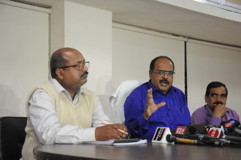 CEO Surendra Kumar addressing a press meet in Bhubaneswar on Saturday. Photo: OB