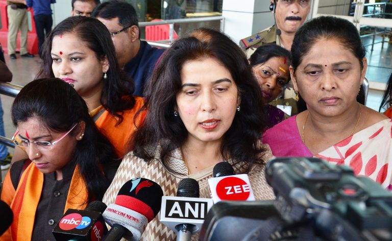 BJP Central Team Kunduli member Sushree Saroja Pande briefing media pesons at Bhubaneswar airport