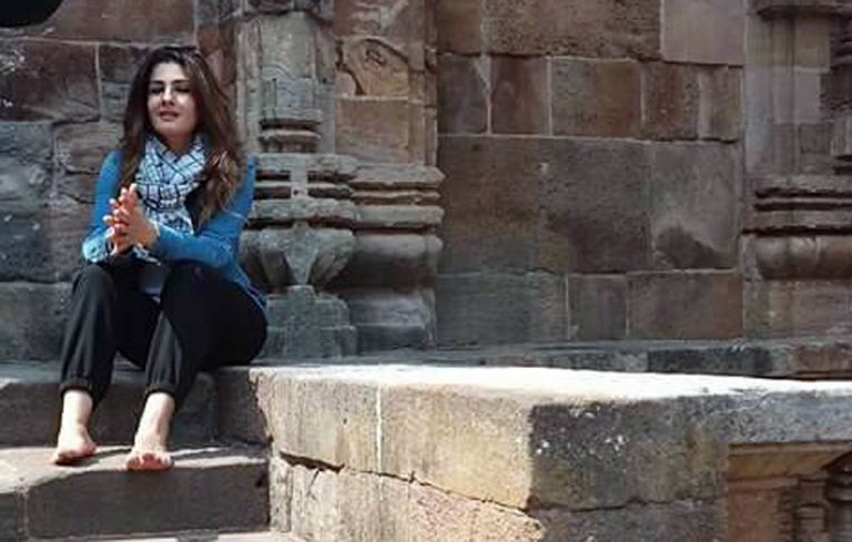 Raveen Tandon at Lingaraj Temple, Bhubaneswar. Photograph: Ashok Panda