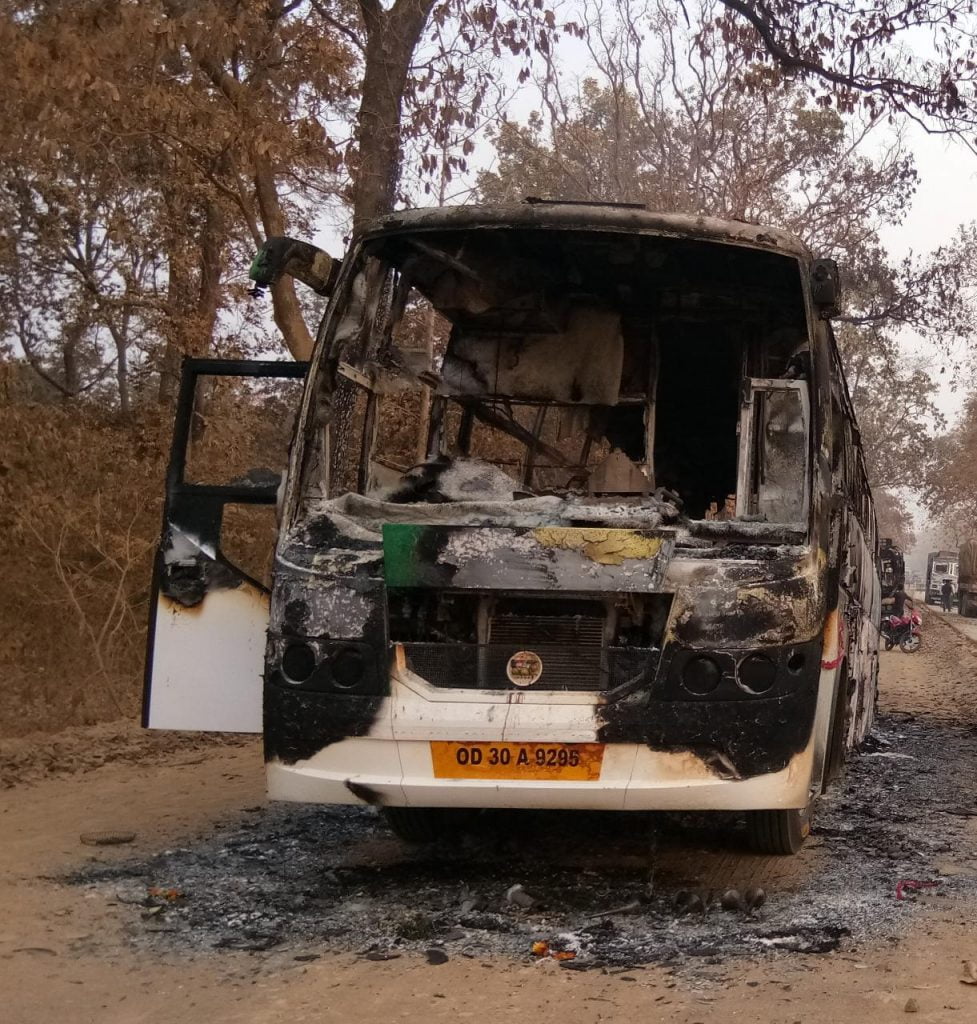 maoists torch buses malkangiri