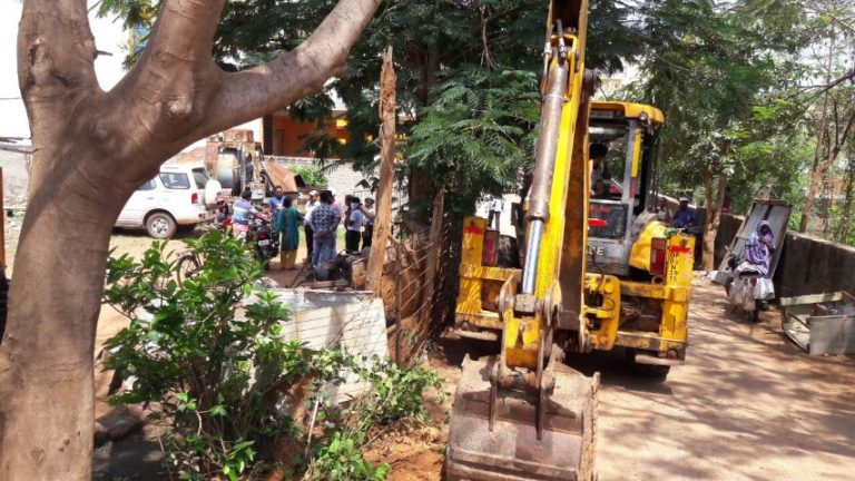 Demolition in Niladri Vihar Sector-5 between OERC Building to Utkal Health Care in Mouza-C.S.Pur & Patia.
