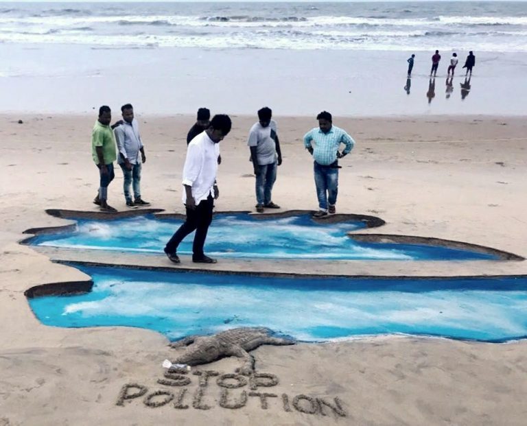Earth Day: 3D Sand Art On Puri Beach Decries Pollution