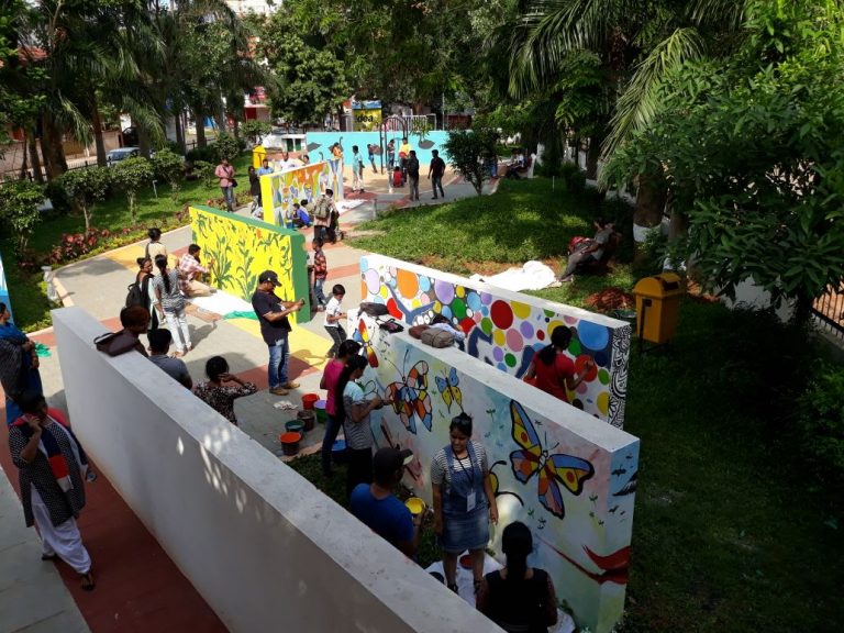 Walls Sprawled With Colours Of Creative Minds At Smart Park Art Work In City