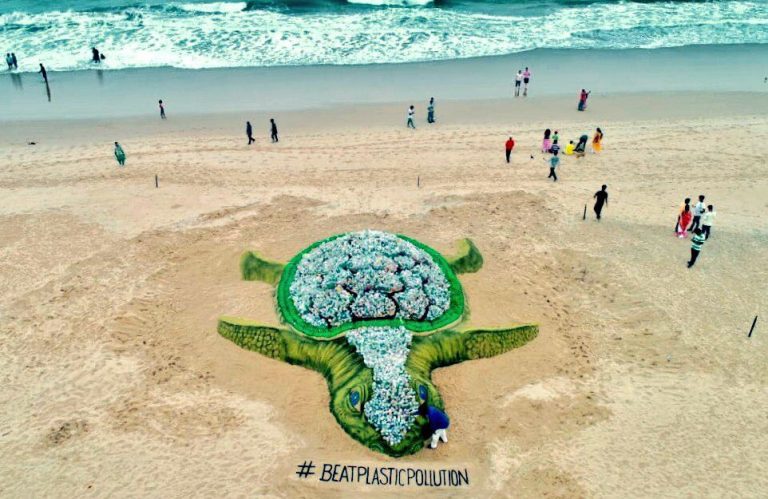 Sand Arts Against Use Of Plastic On World Environment Day