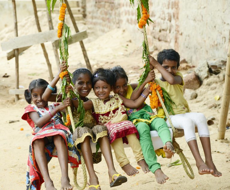 Children are playing swing at Sikharchandi in Bhubaneswar on Wednesday.
