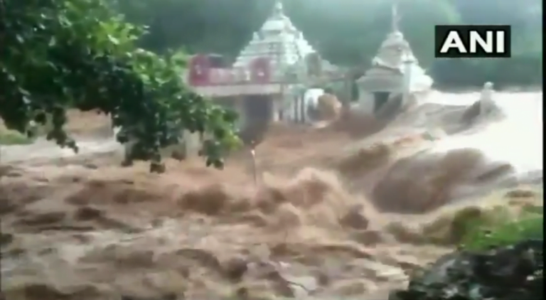 Rain Fury: Floodwater Gushes Into Shiva Temple Near Bhawanipatna