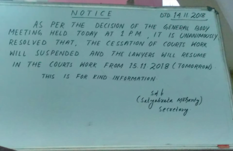 Orissa HC Bar Association Calls Off Stir, Lawyers To Join Duty Tomorrow