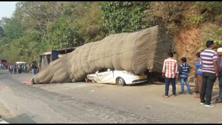 Watch: Car Crushed Under Onion-Laden Truck In Mayurbhanj