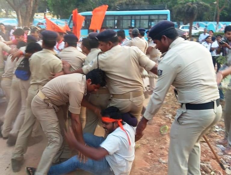 ABVP Members Gherao Minister’s Residence Over Matric Paper Leak