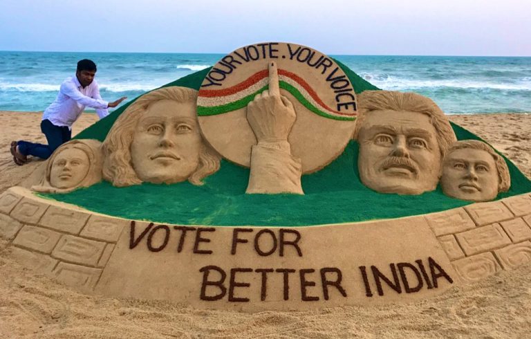 Sudarsan Pattnaik’s Message For Voters, Cast In Sand