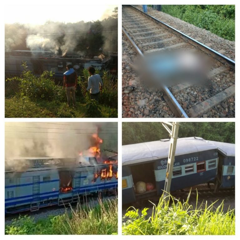 3 Dead As Samaleswari Express Catches Fire After Hitting Tower Car In Odisha’s Rayagada