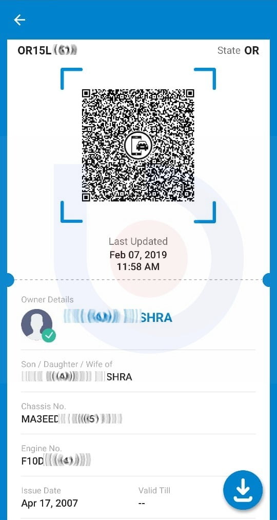 mParivahan app qr code