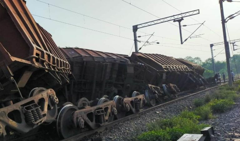 Goods Train Derails In Odisha’s Jharsuguda