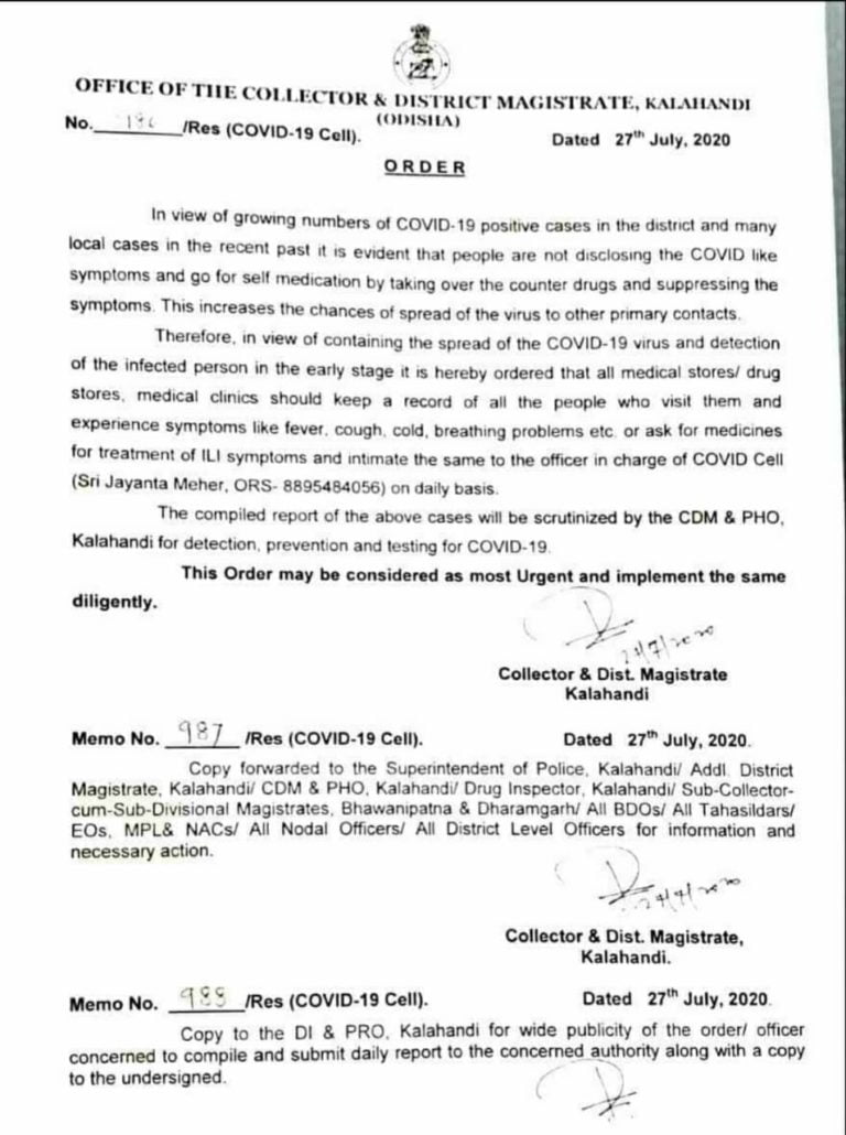 COVID-19 Scare: Kalahandi Collector Asks Medical Stores To Track Those Buying Cold, Flu Drugs