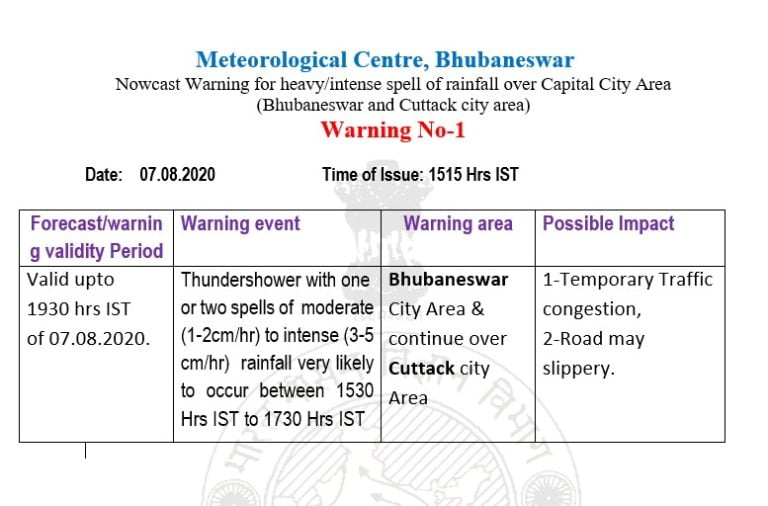 Wet Spell To Continue In Cuttack & Bhubaneswar Today