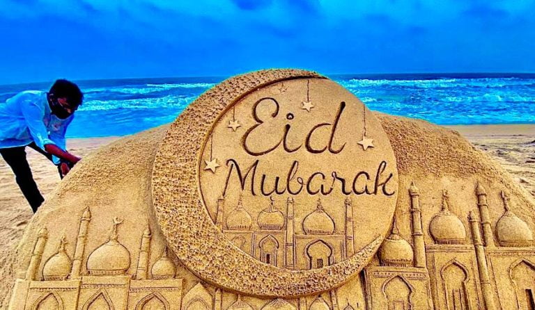 Sudarsan Pattnaik Wishes Eid Mubarak With Sand Art In Odisha’s Puri