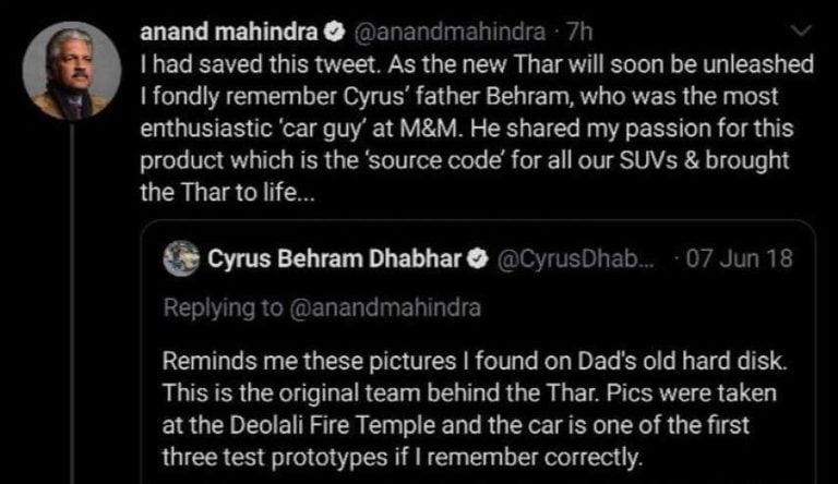 anand mahindra father of thar