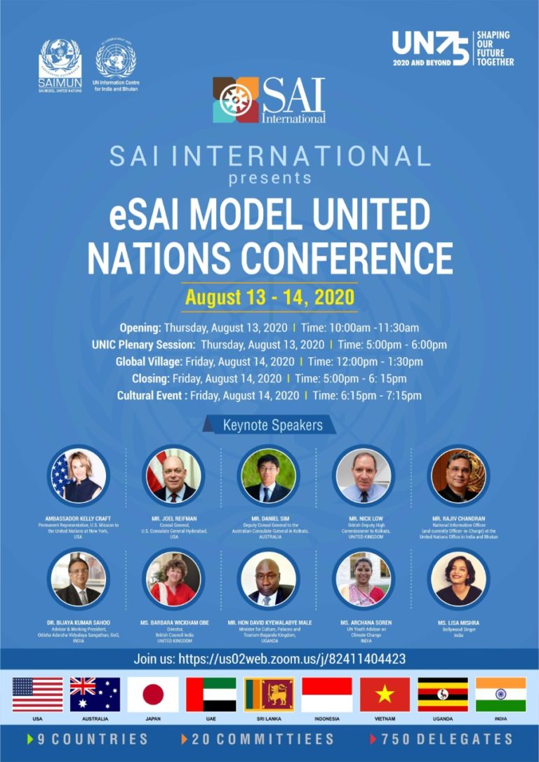 SAI International School Hosting eSAIMUN, Model UN Conference On Aug 13-14