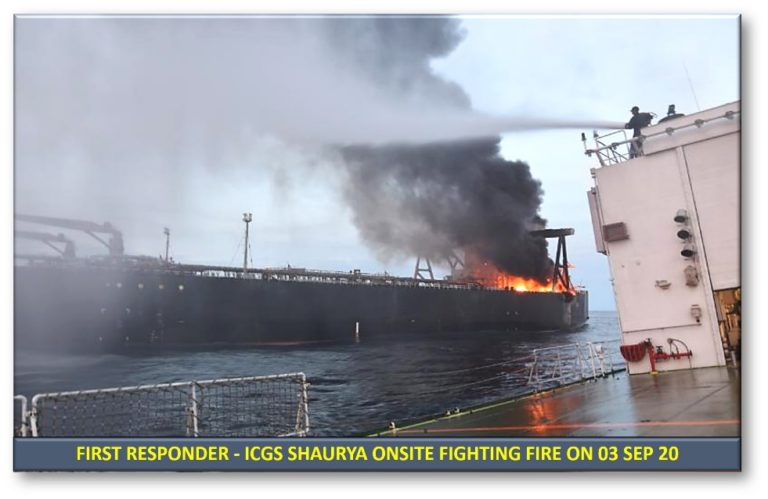 Indian coast guard firefighting operation