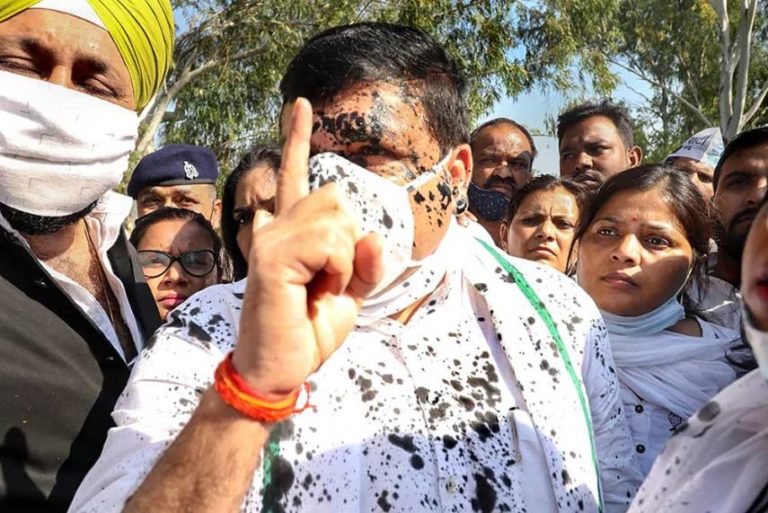 Black Ink Thrown At MP After AAP Team Meets Hathras Victim’s Family