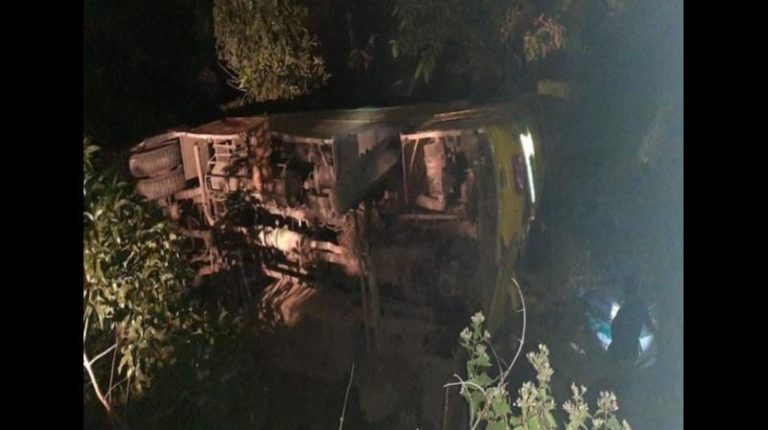 bus overturns Gajapati students hurt