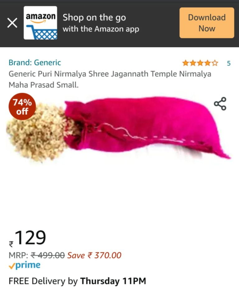 Amazon Cooks Up A Storm By Online Sale Of Lord Jagannath’s Prasad