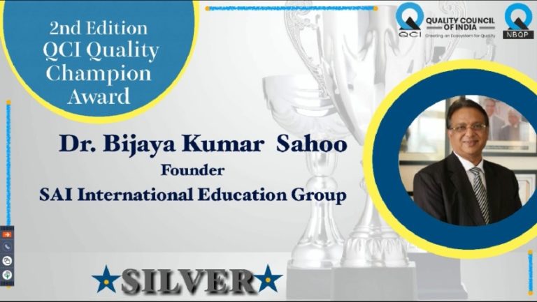 SAI International Founder Bijaya Sahoo Receives QCI Quality Champion Award