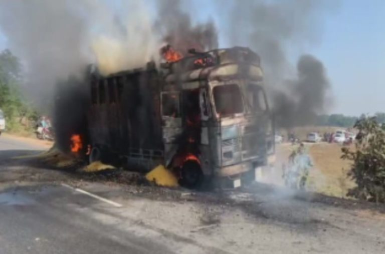 truck grocery items fire Balangir