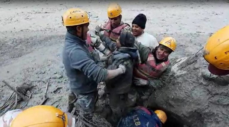 (Watch) ITBP Rescuing Man Trapped In Tapovan Tunnel After Uttarakhand Glacier Burst