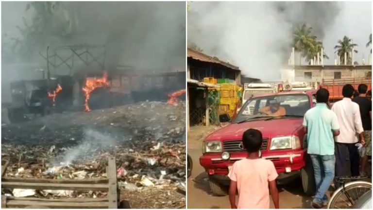 Fire Engulfs Green Market In Odisha's Jajpur