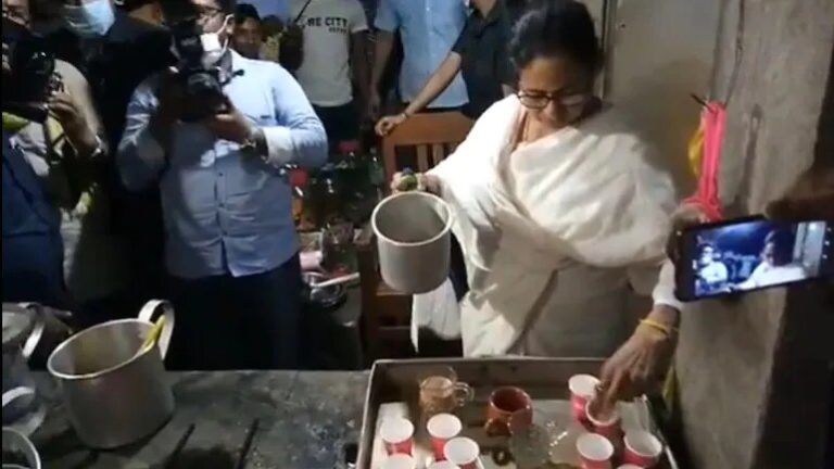 Mamata Banerjee Does ‘Chai Pe Charcha’ At A Tea Stall, Serves Tea To Locals