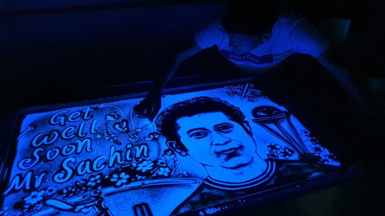 sand artist manas sahoo message for tendulkar
