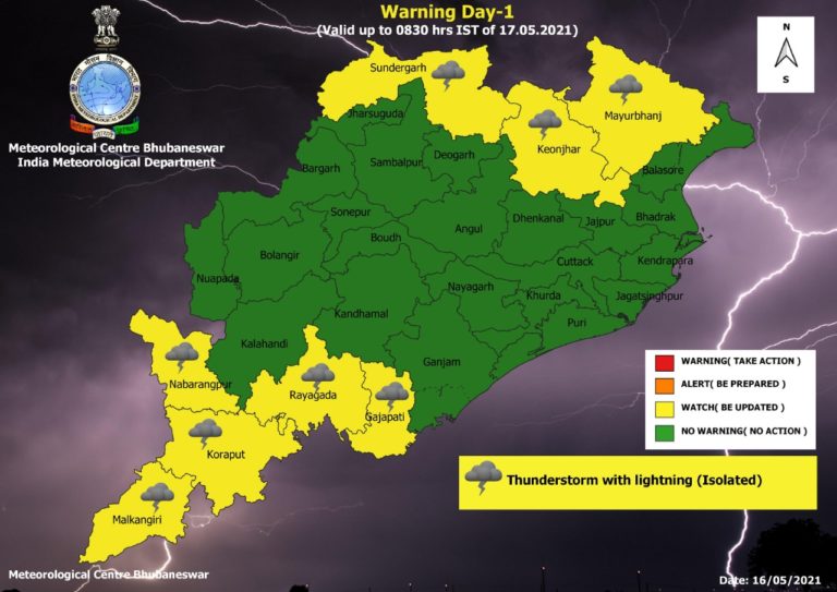 Yellow warning for 8 Odisha dists