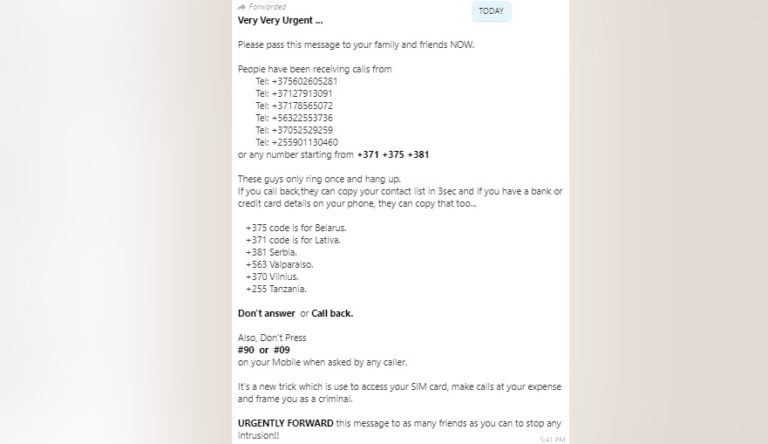 international call fake news