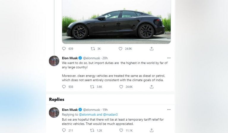 elon musk import duty india tesla