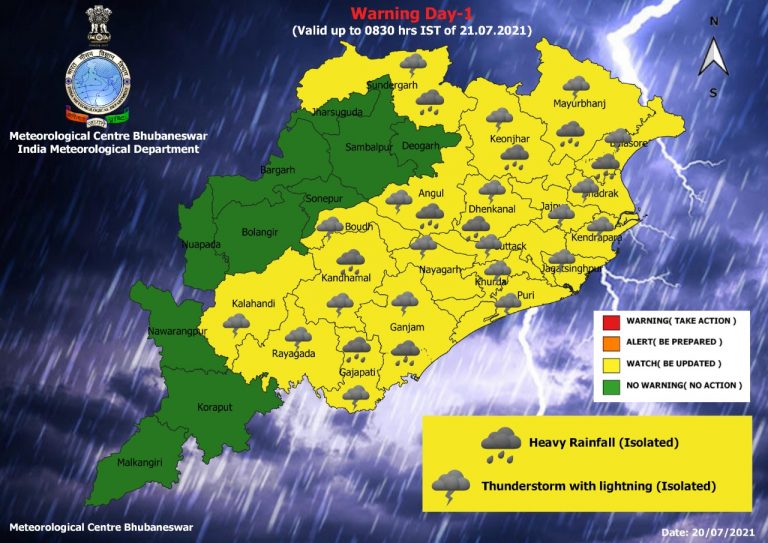 Heavy Rain To Lash 16 Odisha Districts In Next 24 Hours