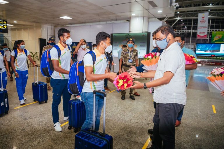 In Pictures: Rousing Welcome To Odisha Hockey Olympians At Airport