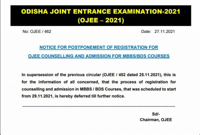 Odisha JEE NEET Counselling Registration Postponed; Details Here