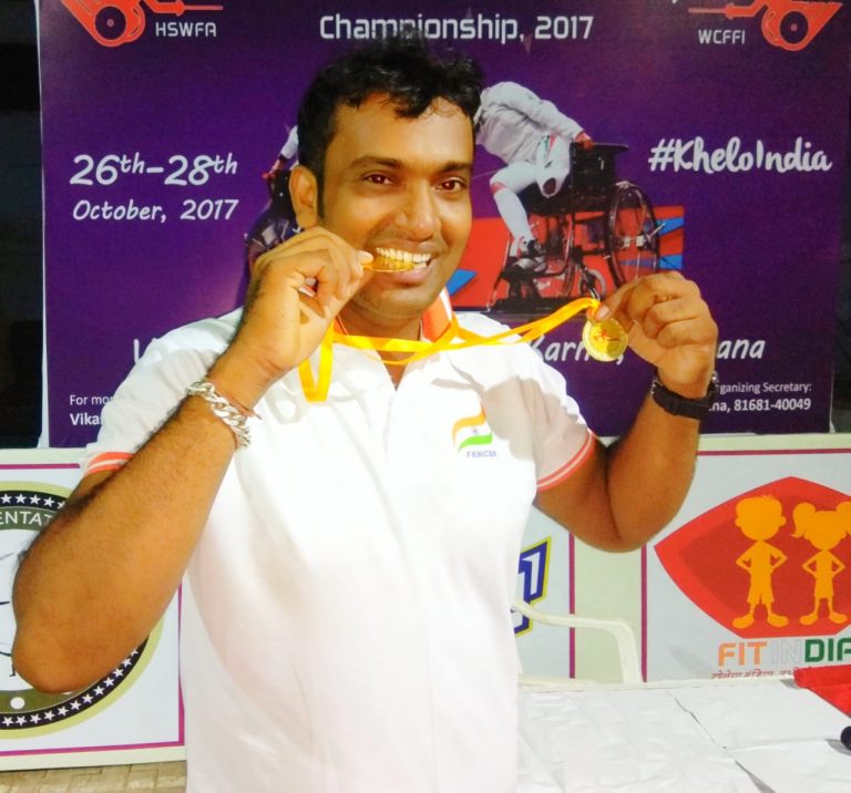 Odia wheelchair fencer Rakhal Shetty
