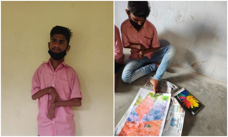 This 17-Year-Old Draws With His Foot; Know The Unique Artist From Odisha’s Berhampur