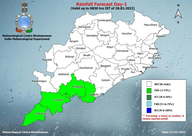 Weather To Remain Mostly Dry Till March-End In Odisha; 4 Dists To Receive Rain