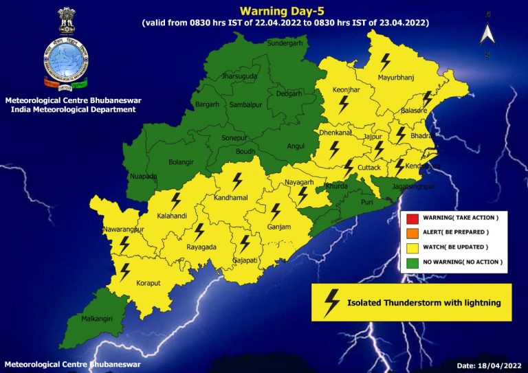 Met Dept Issues Yellow Warning Of Light Right & Thunderstorm For These Odisha Districts