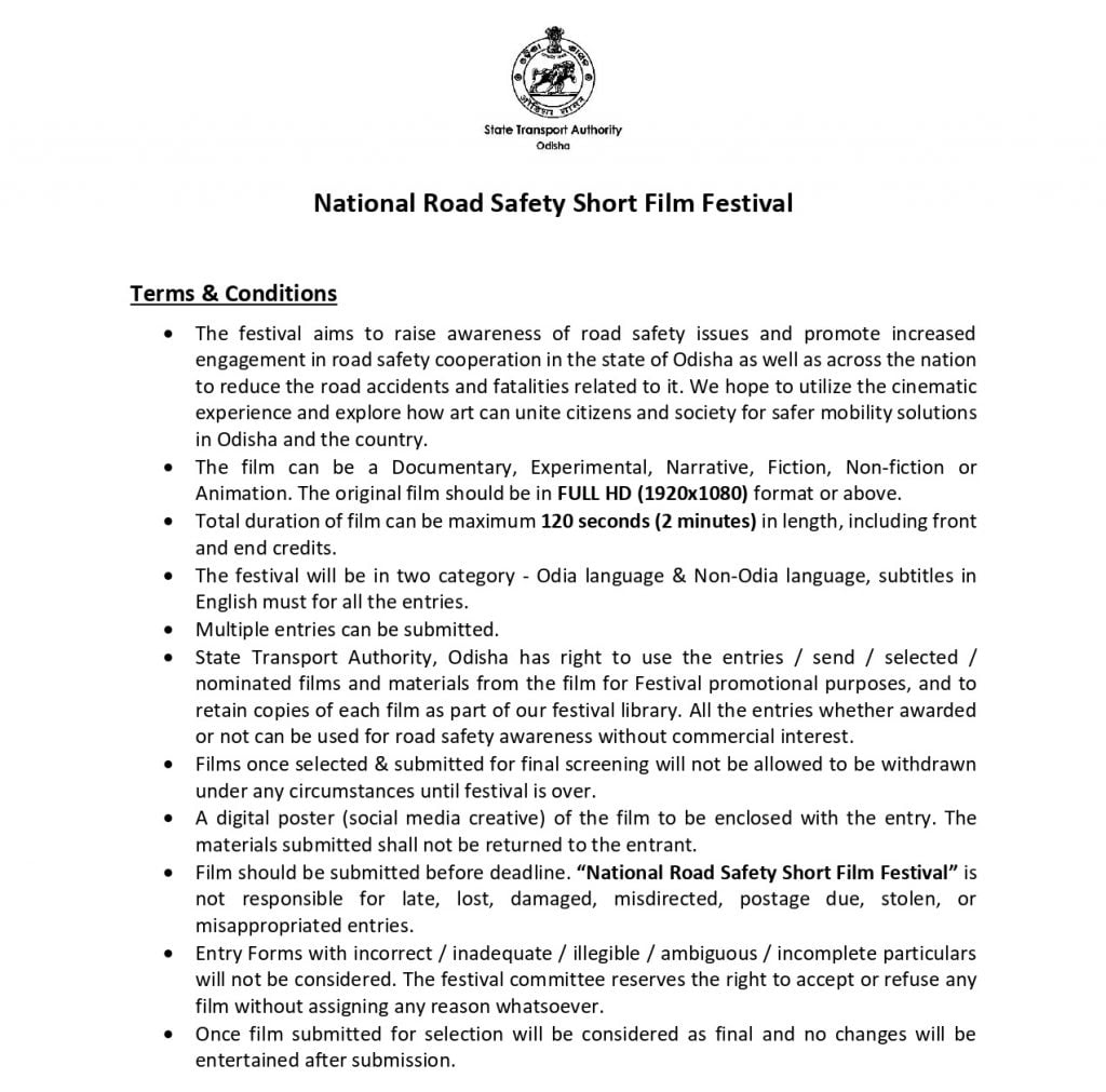 Entries Open For National Road Safety Short Film Festival; Check Last ...