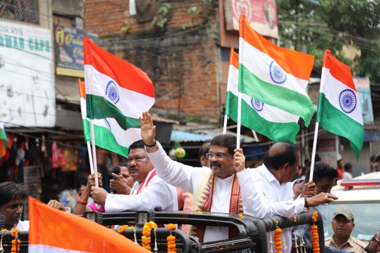 Dharmendra Pradhan Takes Part In ‘Har Ghar Tiranga’ Campaign In Odisha