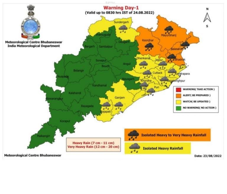 rainfall warning in odisha